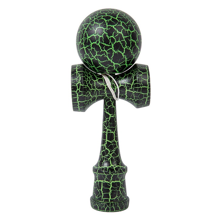 Kendama Profesională Mozaic Verde, Lemn de Fag, Greutate ~175g, Suprafață Antiderapantă