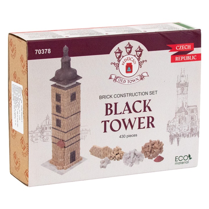 Set constructie caramizi Wise Elk - Turnul Negru, 480 piese reutilizabile