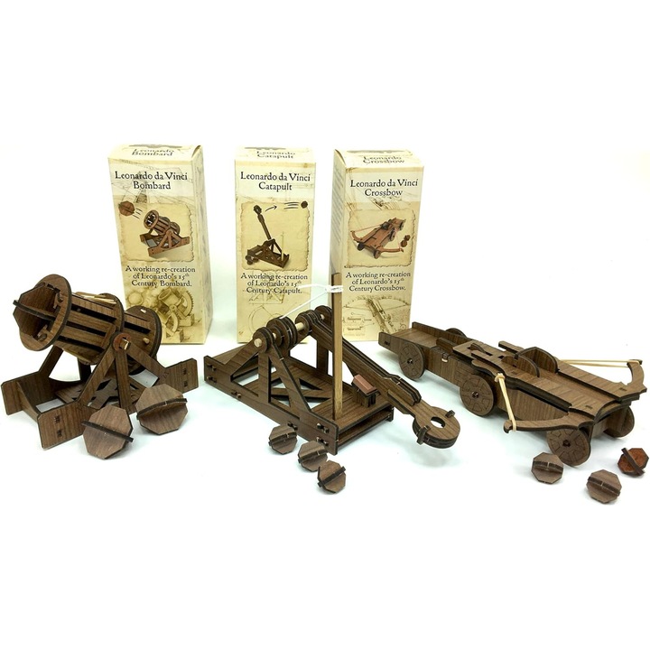 Fun Trading oktató fajáték készlet, 3 db, Katapult 19x6x11cm, Ágyú 12x6x10cm, Nyílpuska 19x14x5cm