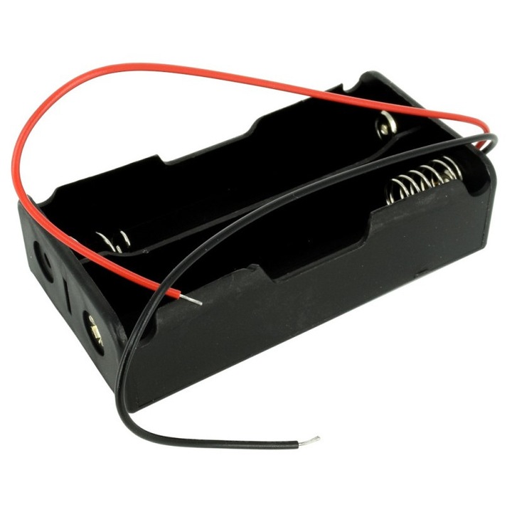 2x18650 akkumulátortartó, ABS műanyag, kábellel, 7.4V, 2S, DIY, Arduino, elektronika