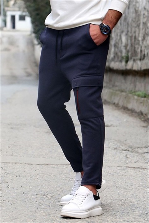 Мъжки панталони, Полиестер, Madmext, 301963, Тъмносин, L