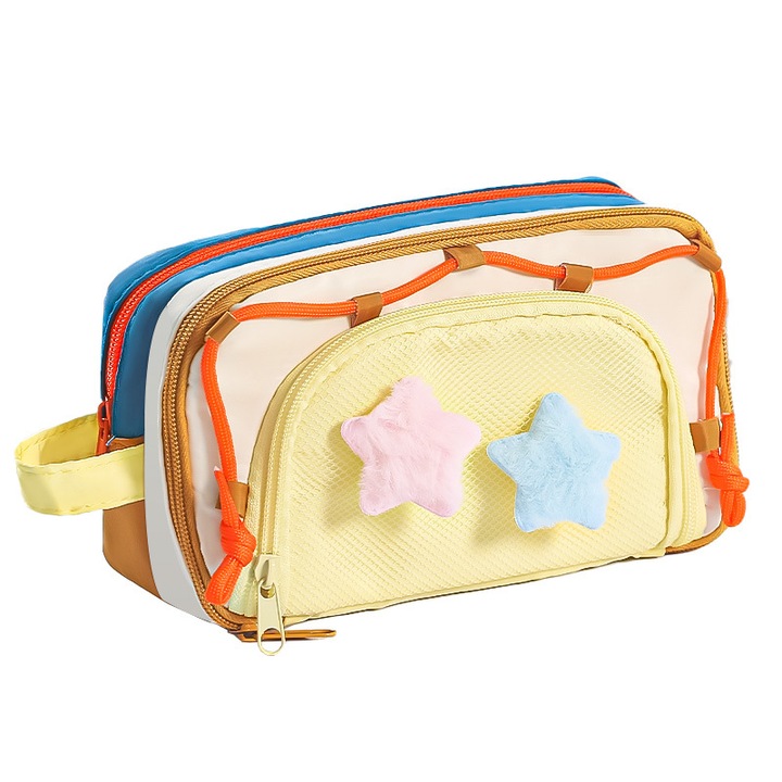 Penar multifunctional cu multiple compartimente, design multicolor, capacitate mare (21×7.5×12.5cm), organizator scolar