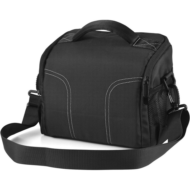Vízálló válltáska DSLR fényképezőgéphez, fekete, 26 x 13 x 19 cm Párnázott fényképezőgép táska, utazó fényképezőgép táska, vízálló és ütésálló válltáska, futártáska