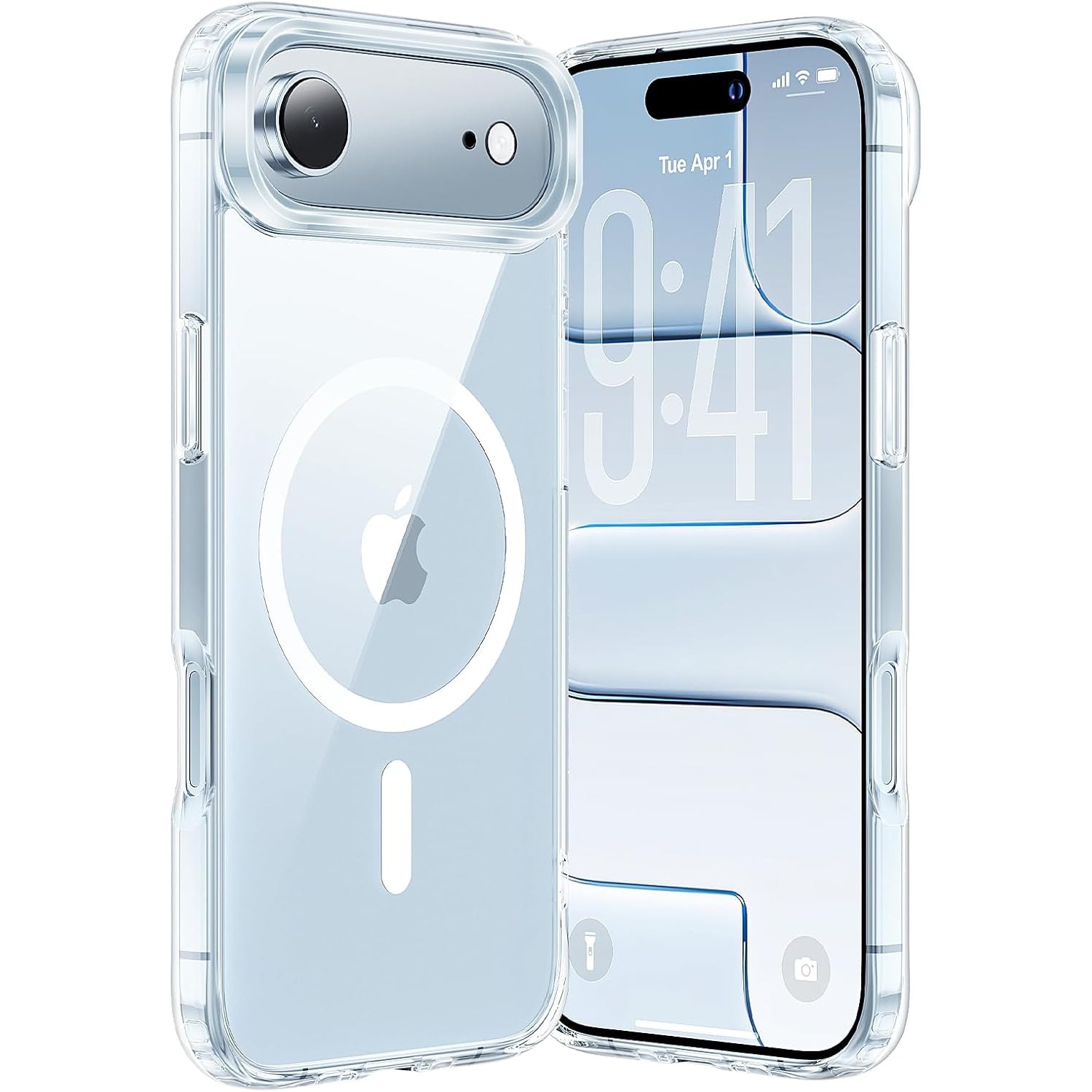 Carcasa transparenta pentru iPhone 17 Air, compatibila cu Magsafe, MDUG, carcasa magnetica subtire si rezistenta la socuri, Transparent