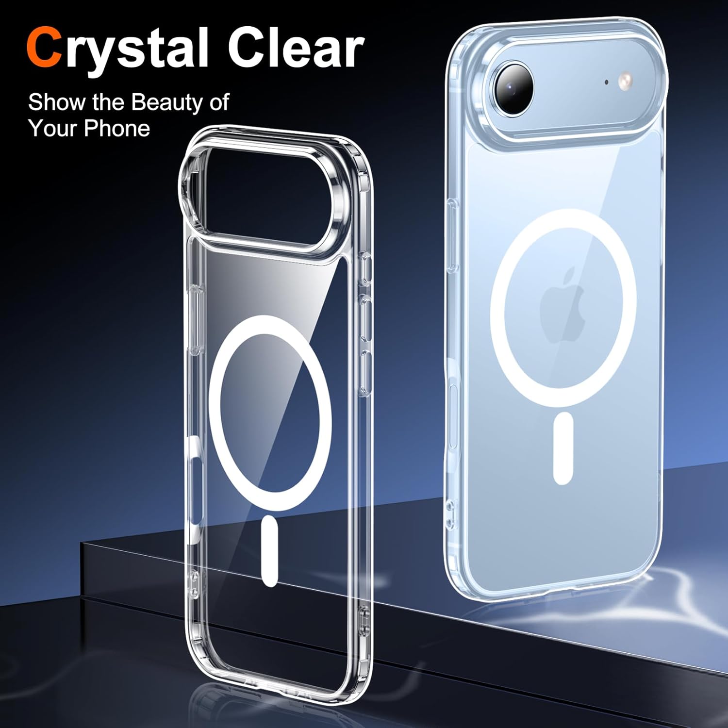 Carcasa transparenta pentru iPhone 17 Air, compatibila cu Magsafe, MDUG, carcasa magnetica subtire si rezistenta la socuri, Transparent