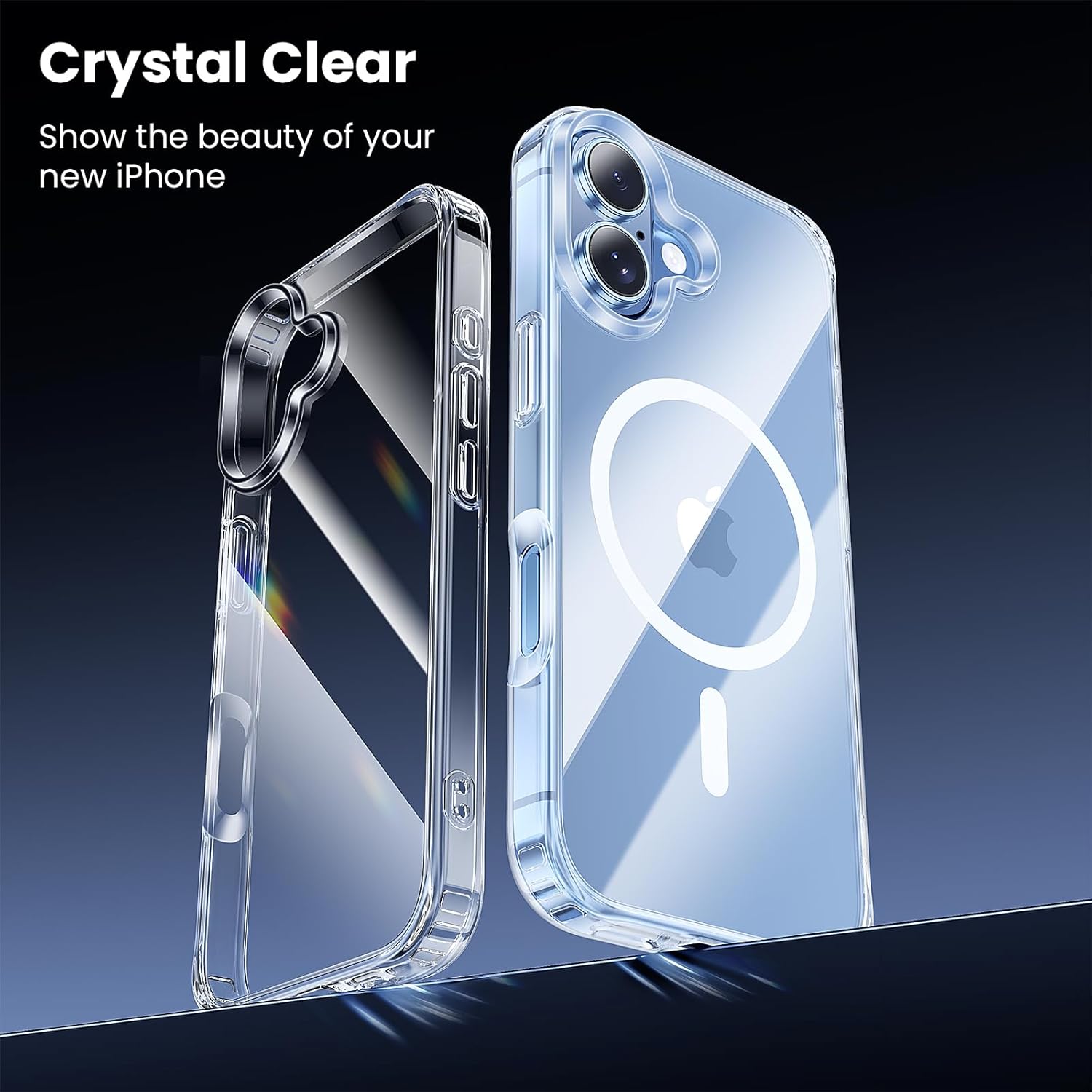 Carcasa transparenta pentru iPhone 17, compatibila cu Magsafe, MDUG, carcasa magnetica subtire si rezistenta la socuri, Transparent
