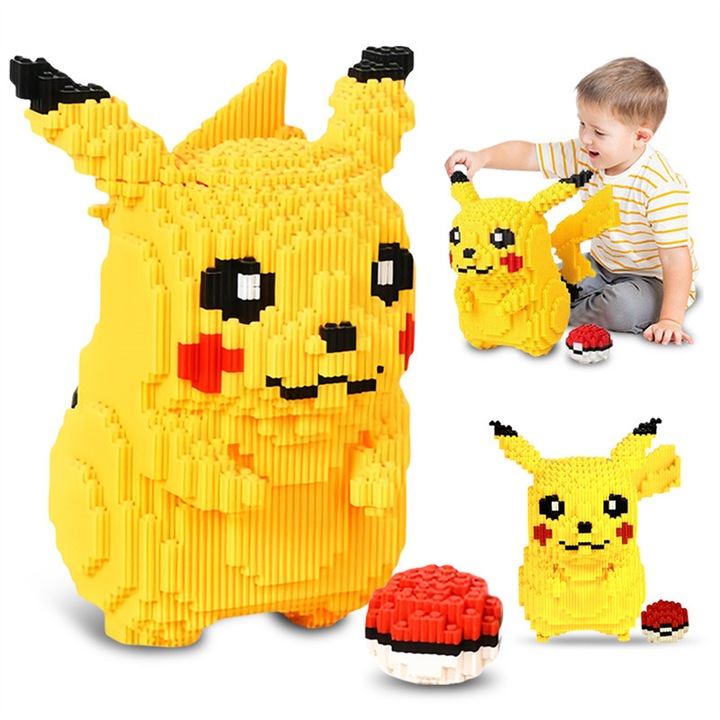 Nagy Pokémon Pikachu építőelem puzzle ajándékkészlet, 1520 darab