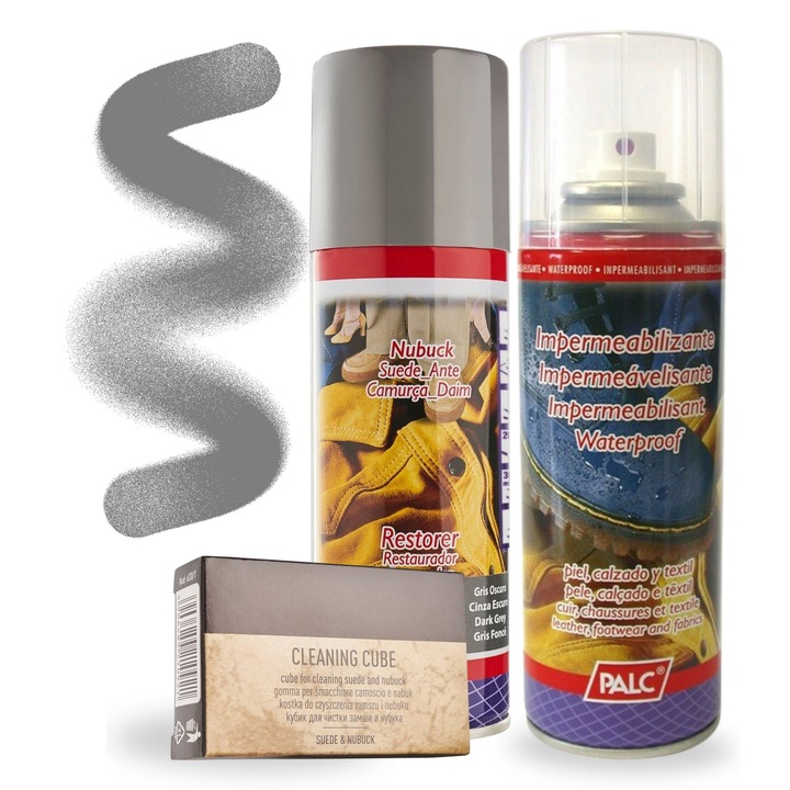 Kit de renovare piele intoarsa si nubuc, varf, gri inchis, 3 in 1, spray piele intoarsa 200 ml, radiera de curatare, impregnare aqua stop 200 ml, multicolor, setul include: spray piele intoarsa, radiera de curatare, impregnare, material: spray, radiera