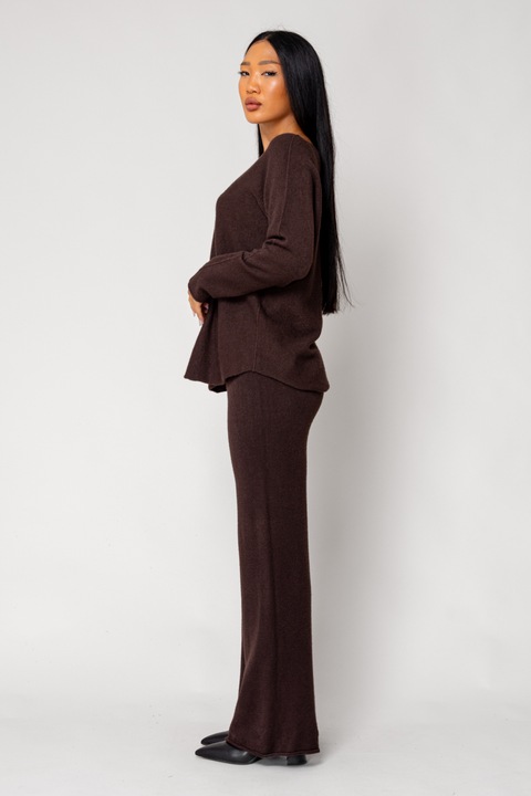 Set Vellera Pulover si Pantalon lung Brown 18117, Maro, One Size