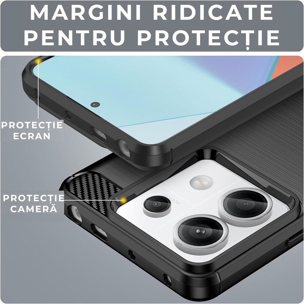 Husa pentru Xiaomi 15T Daden Carbon Flexibila Antisoc, Hybrid Antisoc, Negru