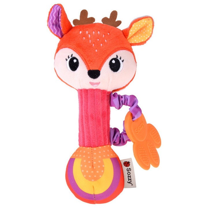 Állatos plüss baba csörgő - Őzike
