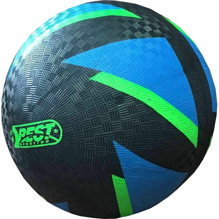 Minge fotbal, Best Sporting, pentru joc descult, straluceste in intuneric, Marimea 5, verde - negru - albastru