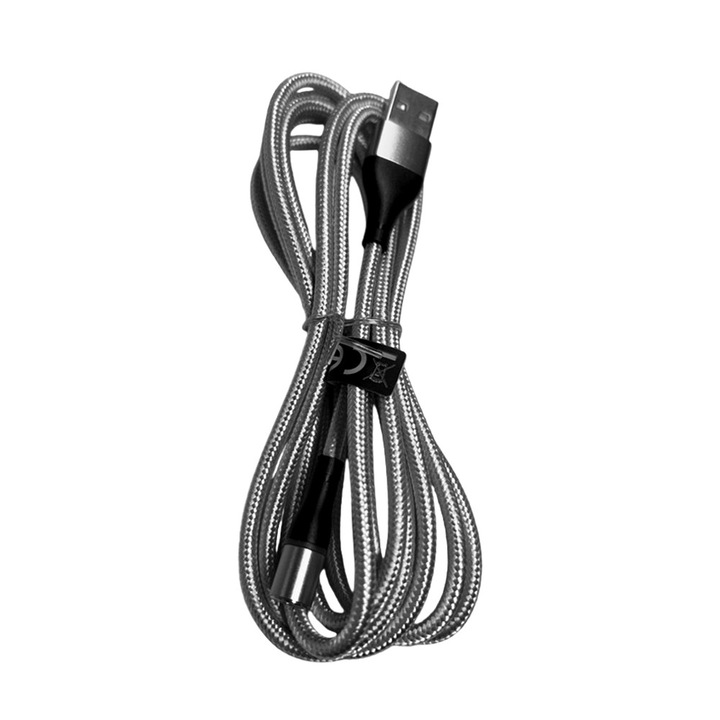 Cablu 3in1 - USB - Lightning / Type-C (USB-C) / MicroUSB cu capete magnetice interschimbabile, cablu argintiu 2,4A, 2 m