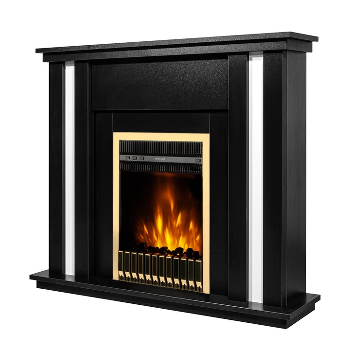 Elektromos kandalló Gustavo & Gala gold, Art Flame, 950x1100x270 mm, 2000 W, Termosztát, 5 lángfényességi szint, Időzítő