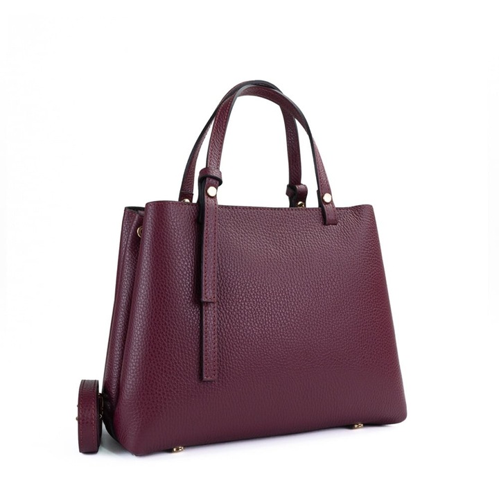 Poseta Piele Martine - Bordo, Geanta Casual din Piele Naturala, Geanta, Genti