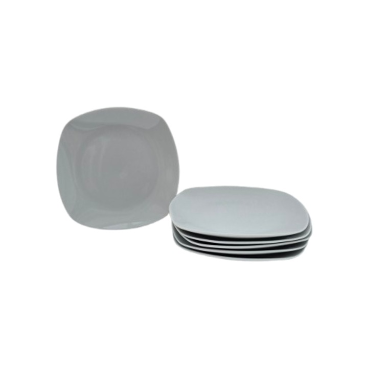 Set 6 farfurii desert, 23 cm, Cesiro, Portelan, Alb