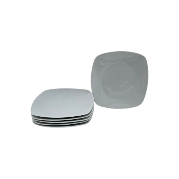 Set 6 farfurii desert, 20.5 cm, Cesiro, Portelan, Alb