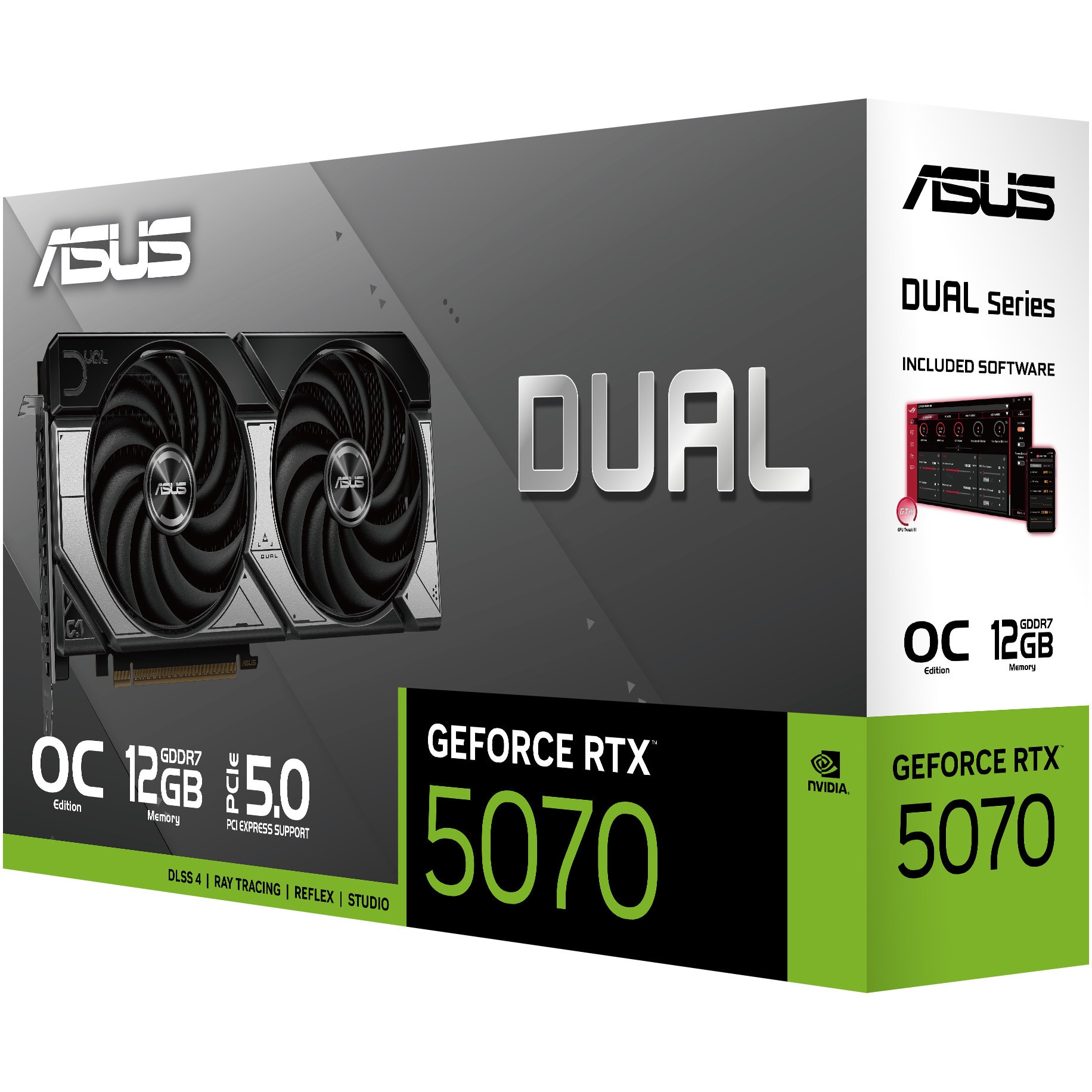 Placa video ASUS DUAL GeForce RTX™ 5070 OC Edition, 12GB GDDR7,192