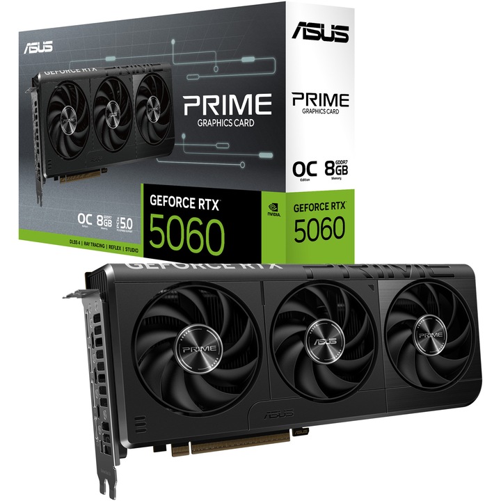 ASUS PRIME GeForce RTX™ 5060 OC Edition videokártya, 8GB GDDR7, 128 bit