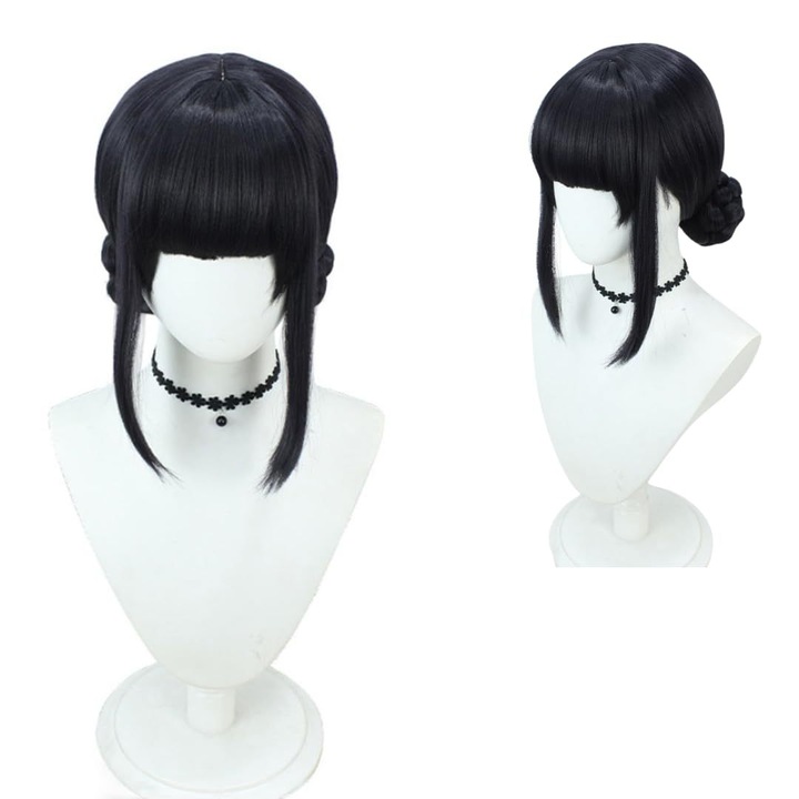 Peruca bob neagra din fibra sintetica pentru cosplay si petreceri tematice, dimensiune standard