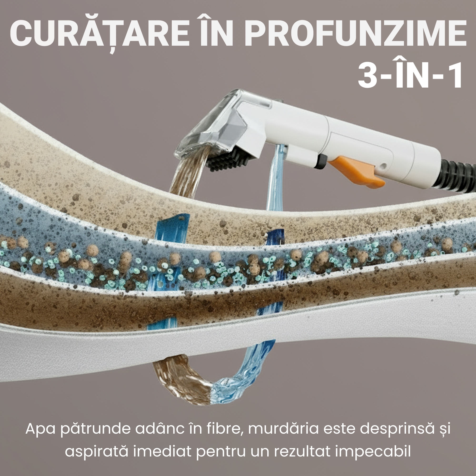 Aspirator Cu Spalare 3 In 1, SeveShop® C3 Teendow, Aspirator Cu Extractie Pentru Tapiterii Si Covor, Putere 450W, Aspirator Cu Rezervor Dublu 1L + 0.5L, Putere De Aspirare 12000Pa, Motor Cu Perii, Zgomot ≤80dB, Compact, Portabil, Ideal Auto, Canapea, Gri