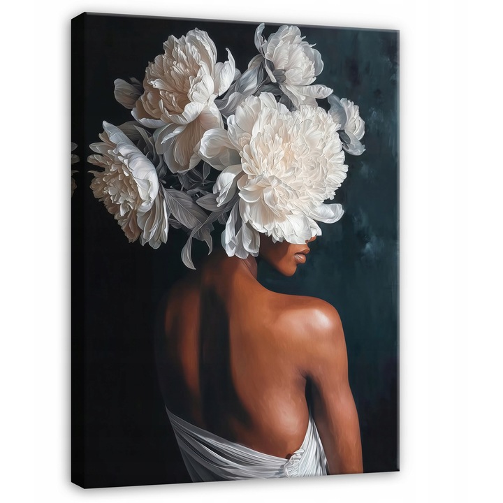 Tablou Canvas, 60x40 cm, Dormitor si Living, Abstracte, Femeie, Flori, Portret, PP15838O4