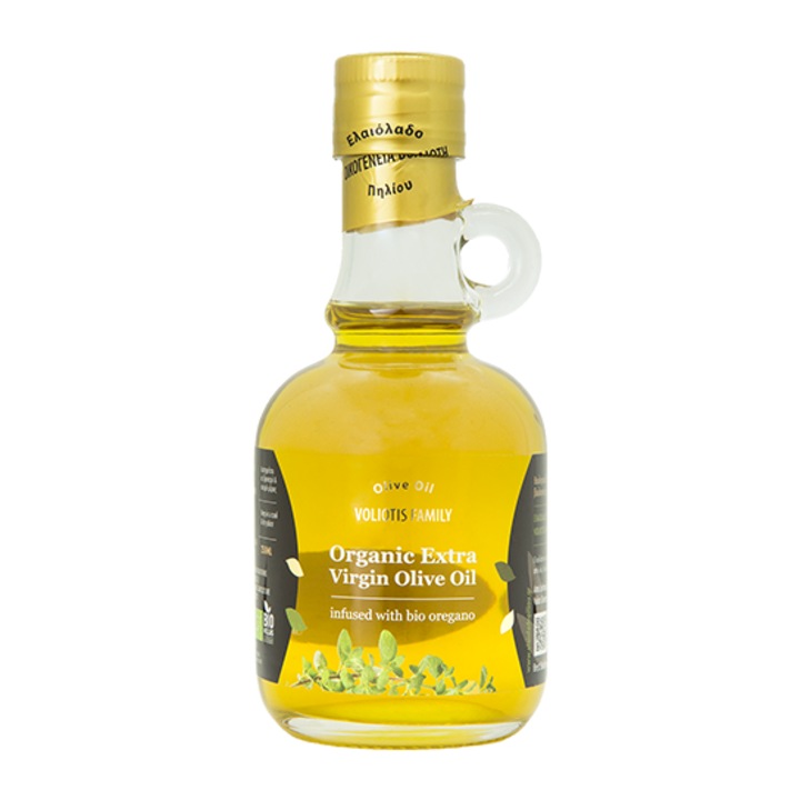 Ulei de masline extra virgin organic aromatizat cu extract de oregano, Voliotis Family, 500ml