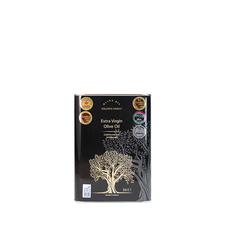 Ulei de masline extravirgin Voliotis Family, 3l, culoare galbena, aciditate scazuta