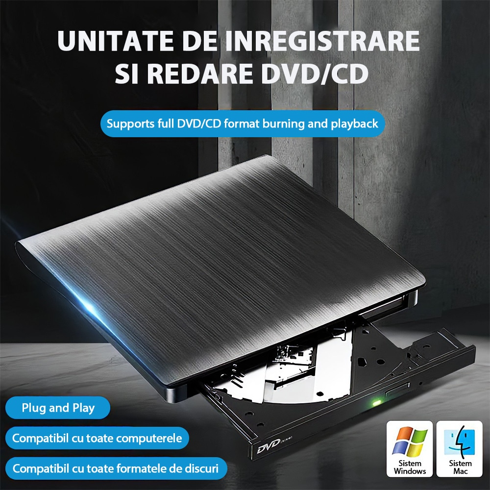Unitate externa CD/DVD-reader, CD-writer, DONFANLIA®, USB 3.0
