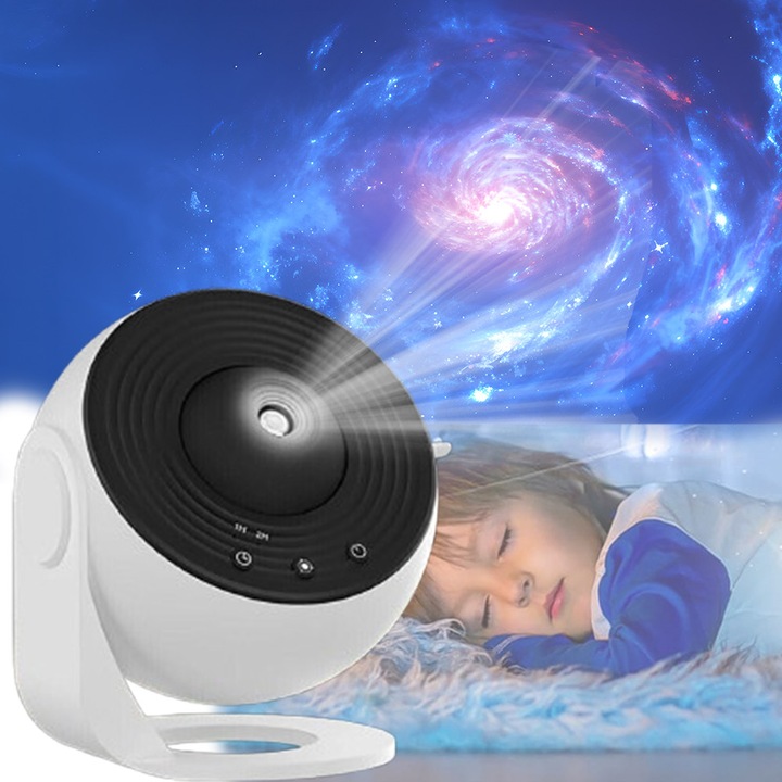 Космически HD Планетариум Прожектор със звезди, Bedee, 12 в 1, 12 галактически диска, Безшумен и с функция за изключване, 360° въртяща се настройка, за декорация на стая, многоцветен