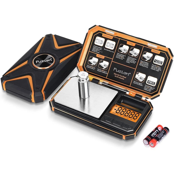 Cantar digital de precizie, Fuzion TU-X, 200g / 0.01g, 6 unitati, de bijuterii - Portocaliu