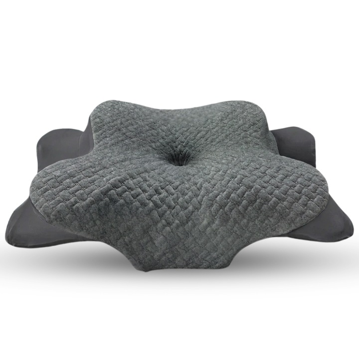 Perna ortopedica pentru gat CEDA ORTOPEDO by CEDA HOME, spuma cu memorie si husa din fibre de bambus, negru, 40 x 60 x 12-14 cm