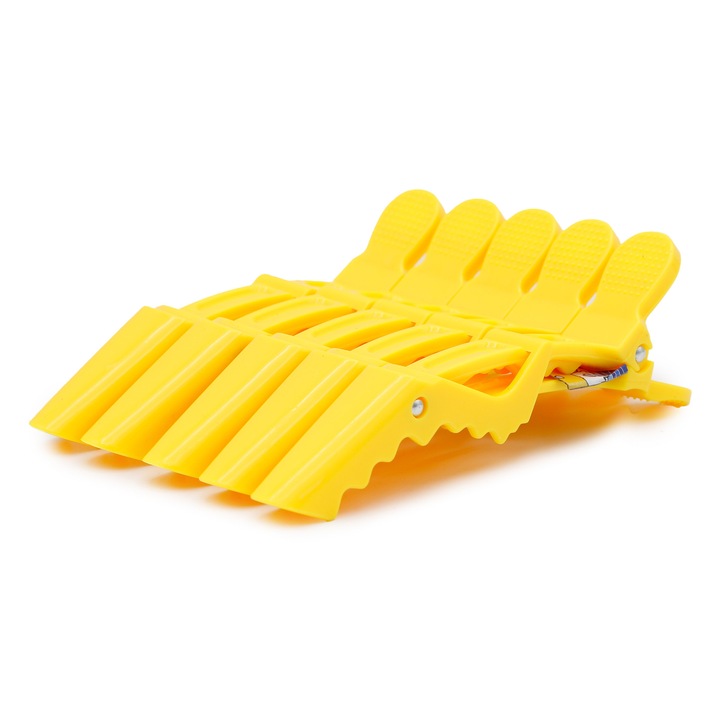Cleme pentru par, 5 buc, galben