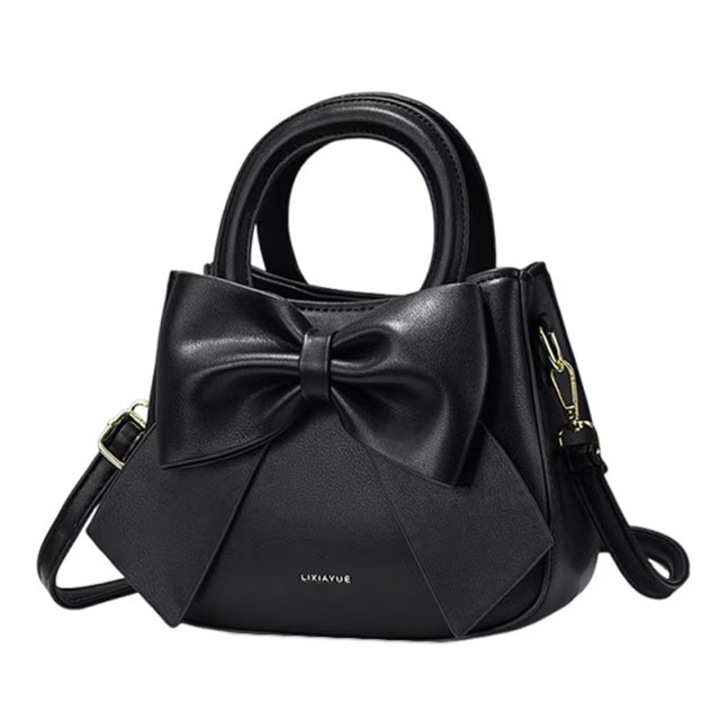 Geanta dama, cu funda, bareta pentru umar si doua manere fixe, 5 compartimente, piele ecologica, negru