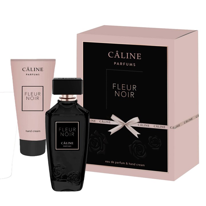 Set parfum Fleur Noir 60ml si crema maini 50ml Caline, note orientale, pentru femei