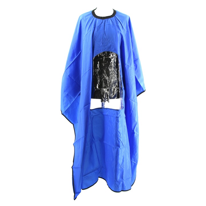 Pelerina de tuns parul cu fereastra pentru telefon, albastru