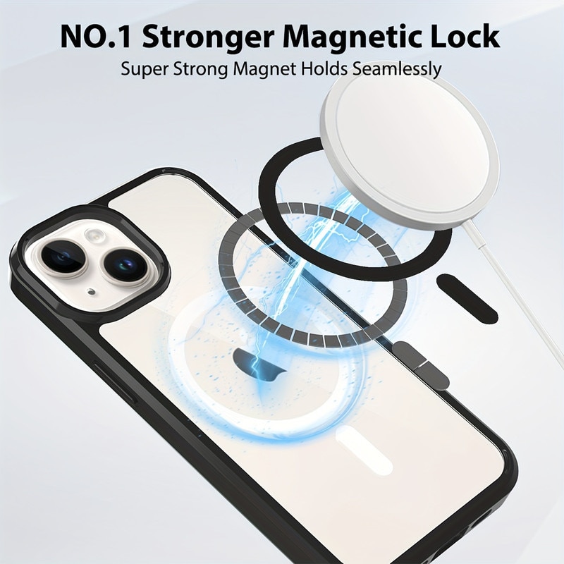 Husa telefon, transparent negru, protectie militara, rezistenta la zgarieturi, compatibil cu Iphone15