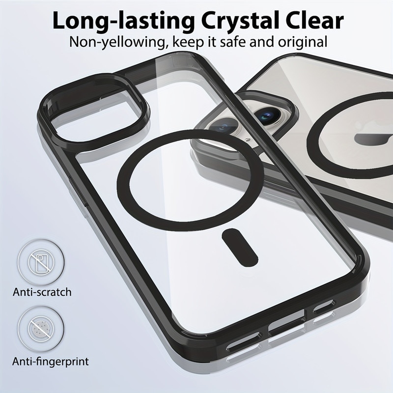 Husa telefon, transparent negru, protectie militara, rezistenta la zgarieturi, compatibil cu Iphone15