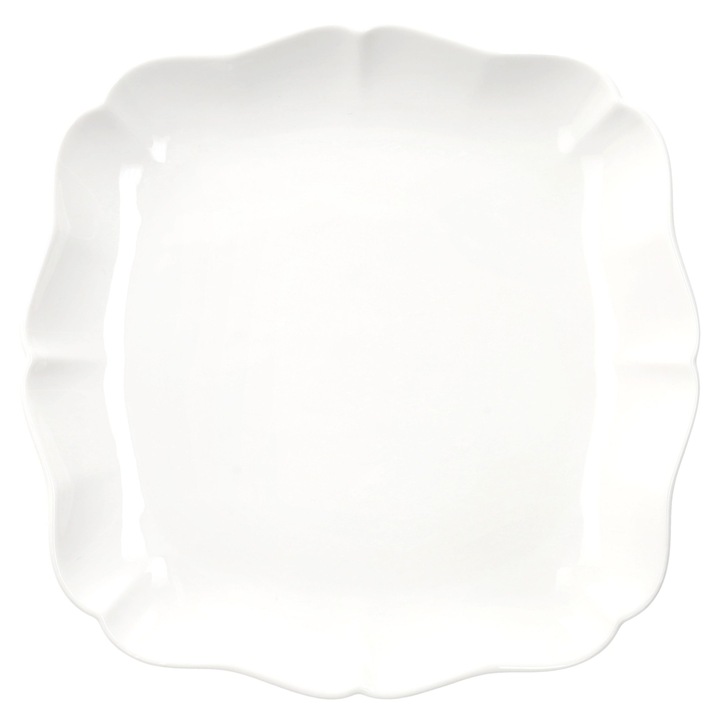 Platou patrat pentru desert Andrea Fontebasso Brigitte, Portelan, 22 x 22 cm, Alb