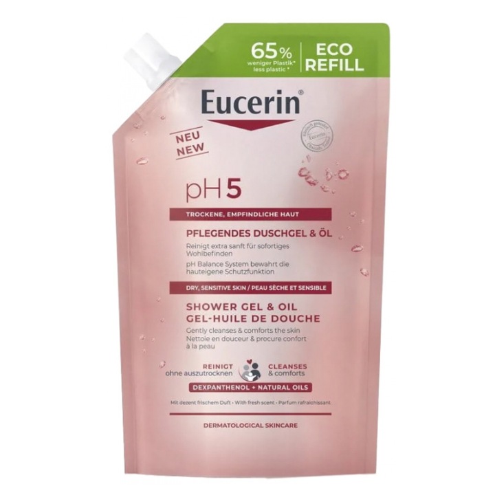Eucerin pH5 Eco-Refill tusfürdő gél, olaj, 400 ml, száraz és érzékeny bőrre