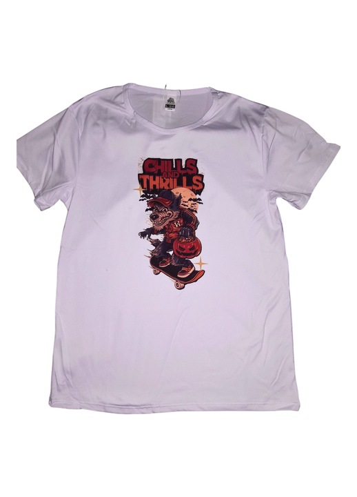 Unisex póló, CHILLS AND THRILLS modell, fehér