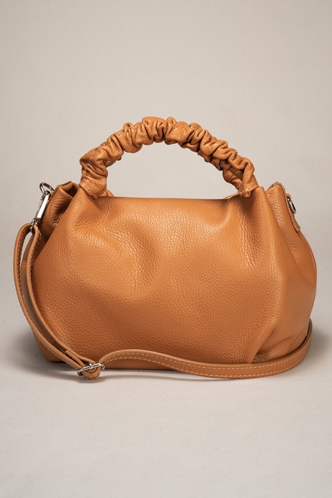 Massimo Castelli, Geanta de piele cu bareta suplimentara si manre, Camel