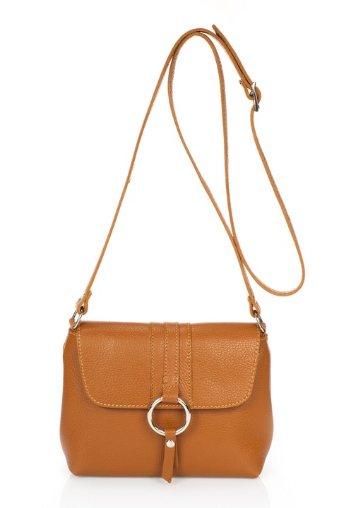 Massimo Castelli, Fedőlapos bőrtáska keresztpánttal, Konyakbarna