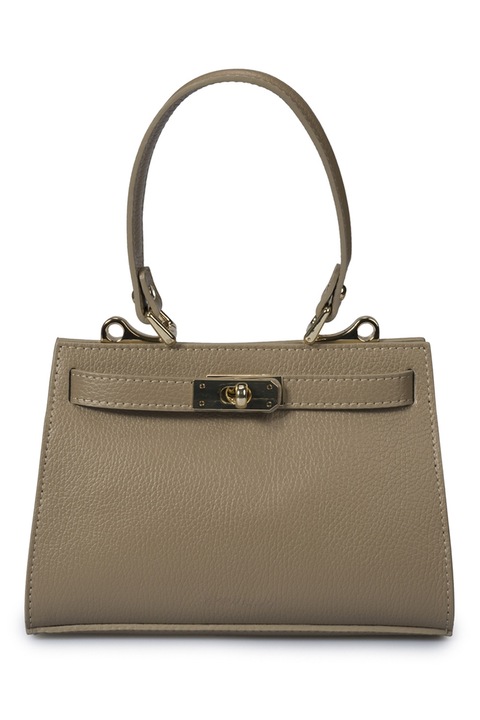 Massimo Castelli, Geanta de piele cu maner si inchidere metalica, Maro taupe