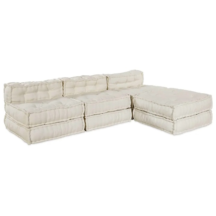 Sofa modulara din tesatura, VidaXL, design minimalist, umplutura din bumbac natural, multicolor, 70x70x54cm