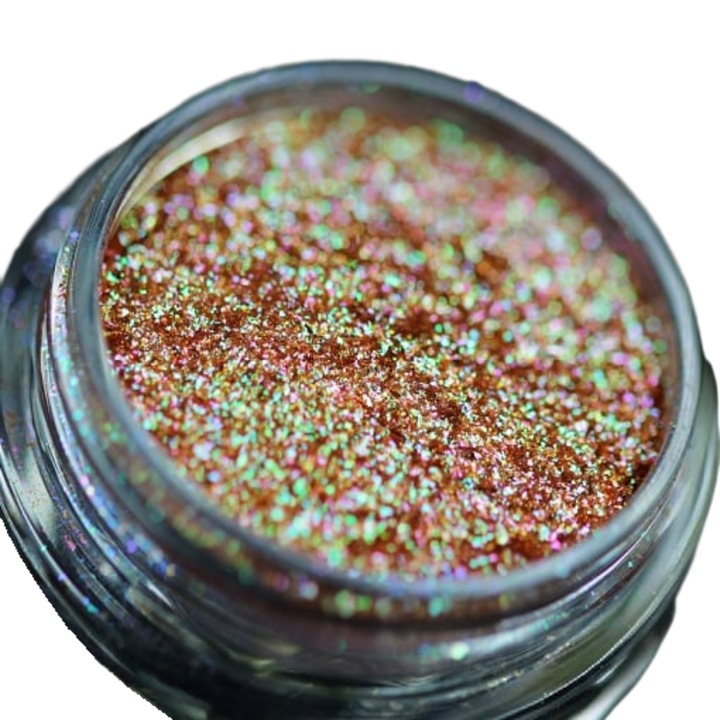 Pigment KAJOL Beauty PK55 zöldes-lilás irizáló barna csillámmal/mikroglitterrel sminkhez, 1g