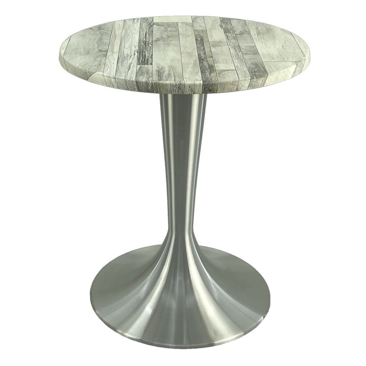 Masa bistro rotunda D60xh74cm Raki White Block, blat werzalit si baza aluminiu