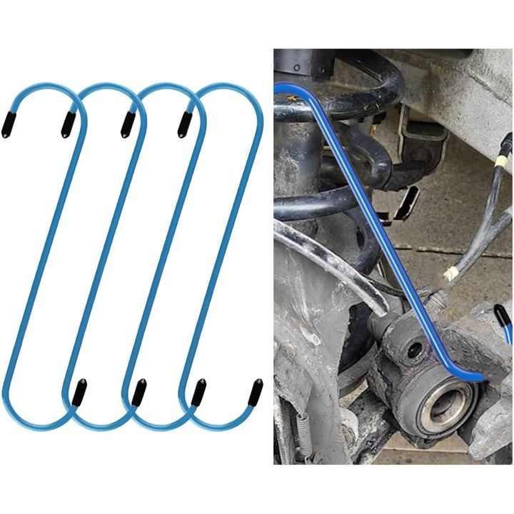 Carlig etrier frana auto, carlig etrier frana auto cu varf de cauciuc, instrument auto universal durabil anti-rugina pentru frana, axa, rulment, lucrari de suspensie (albastru, 4 bucati)