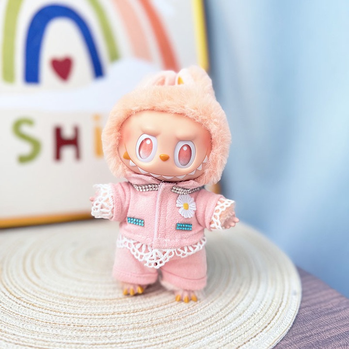 Rózsaszín babaruha szett, 14-18cm