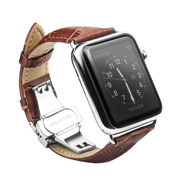 Curea Apple Watch Series SE, 6, 5, 4 - 44mm, 1, 2, 3 - 42mm, Qialino Croco, din piele naturala cu aspect crocodil, culoare Maro coffee Curea Apple Watch Series SE, 6, 5, 4 - 44mm, 1, 2, 3 - 42mm, Qialino Croco, din piele naturala cu aspect crocodil, culoare Maro coffee